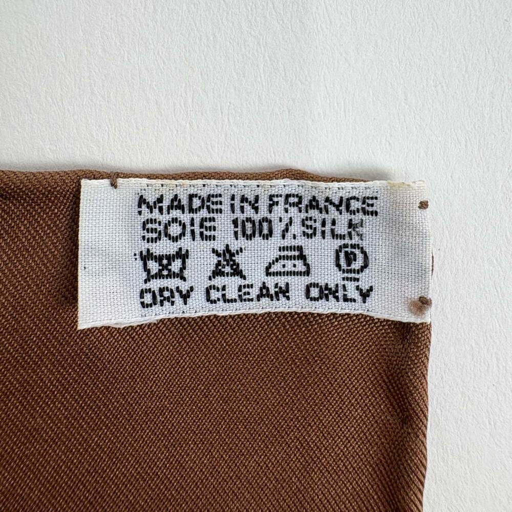 HERMES Authentic Brown Silk Scarf - Picture 2 of 5